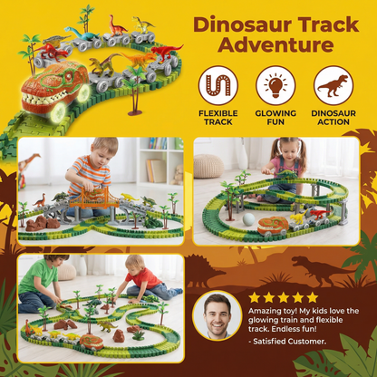 Dinosaur Track Adventure – Flexible Race Track with Glowing Train