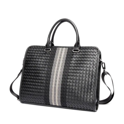 Laptop Bag for Men ⎜ Woven Business Briefcase with Shoulder Strap and Elegant Design