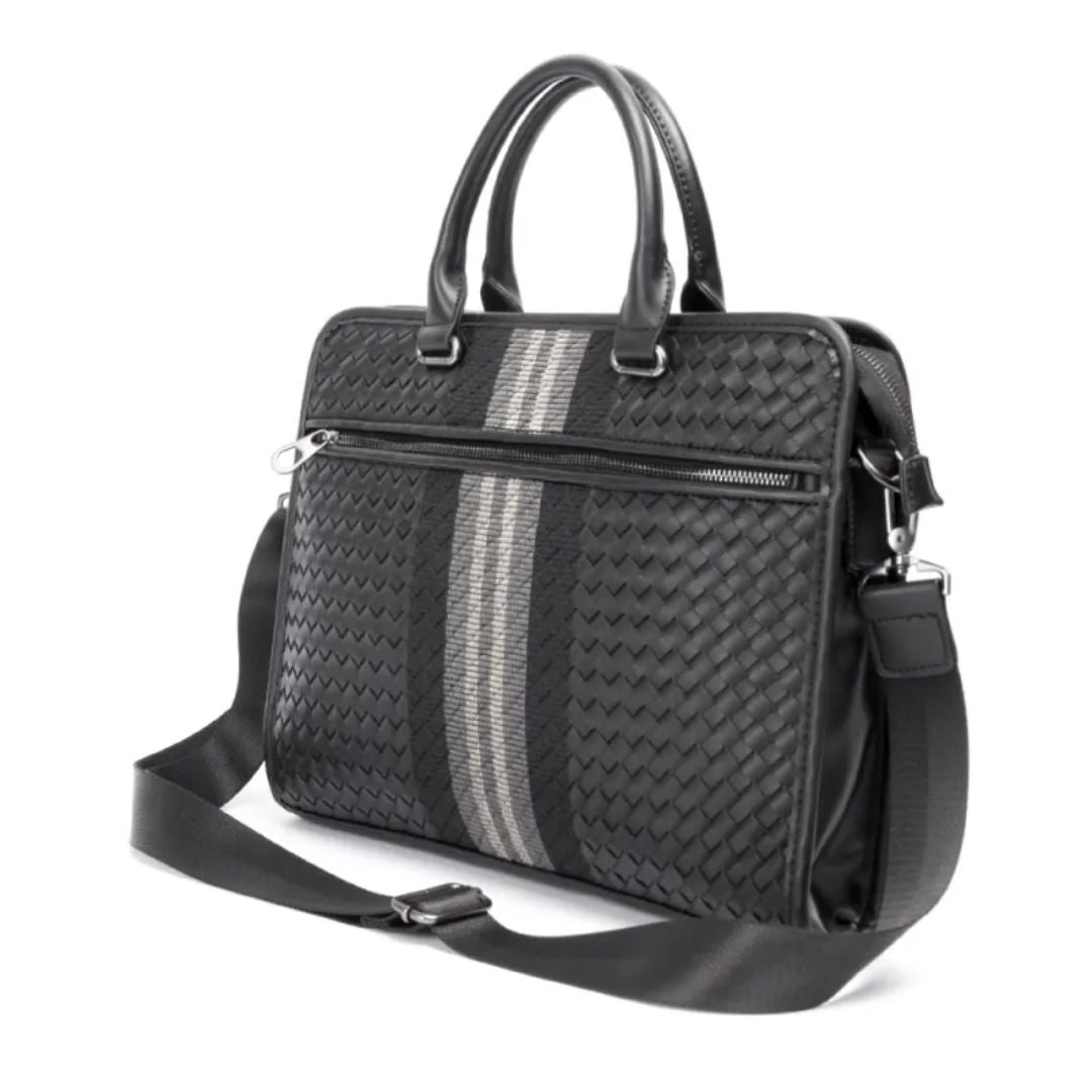 Laptop Bag for Men ⎜ Woven Business Briefcase with Shoulder Strap and Elegant Design