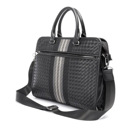Laptop Bag for Men ⎜ Woven Business Briefcase with Shoulder Strap and Elegant Design