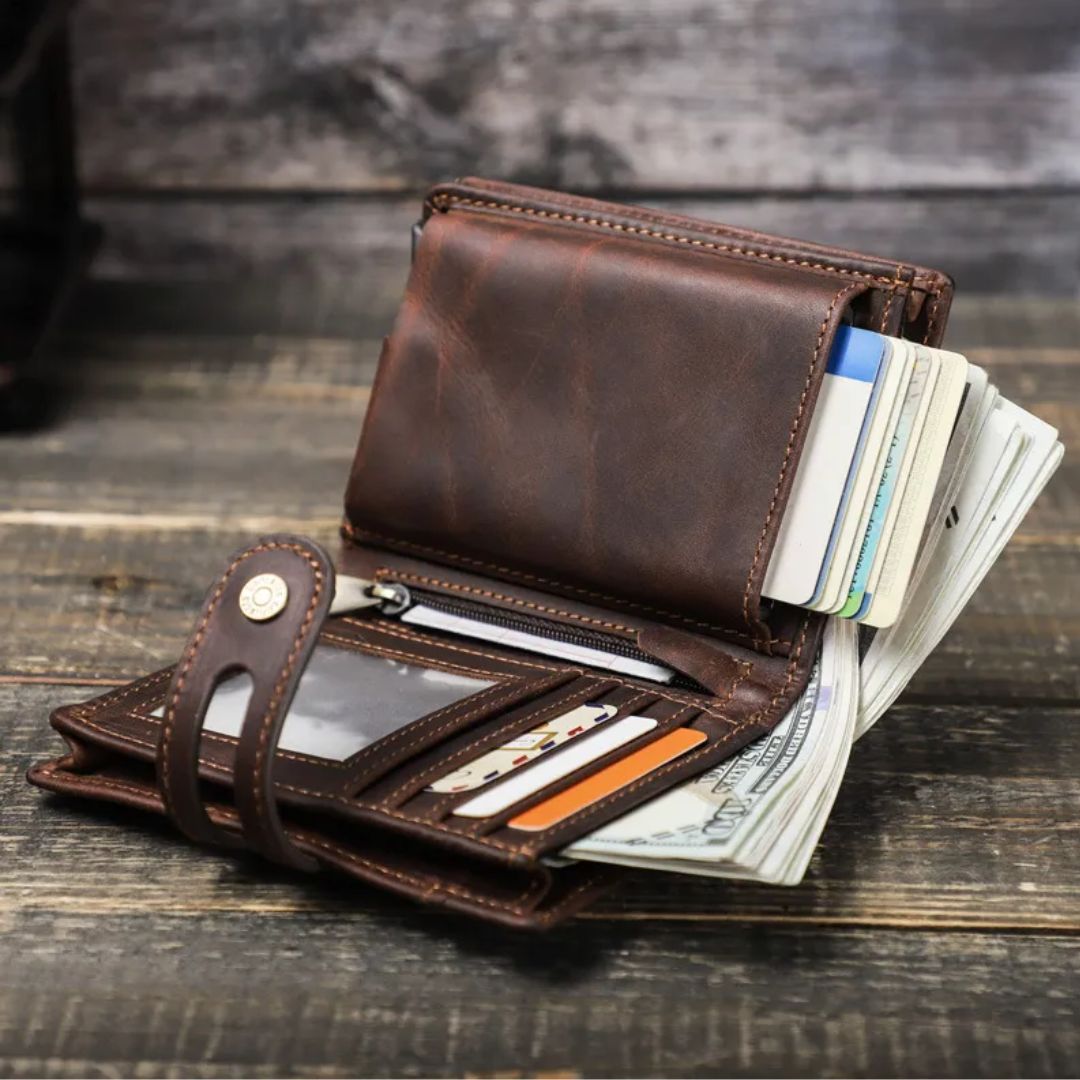 Men's Wallet with Press Stud ⎜ Compact Rfid Wallet with Card Slots and Anti - Theft Protection