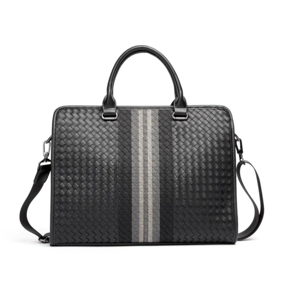 Laptop Bag for Men ⎜ Woven Business Briefcase with Shoulder Strap and Elegant Design
