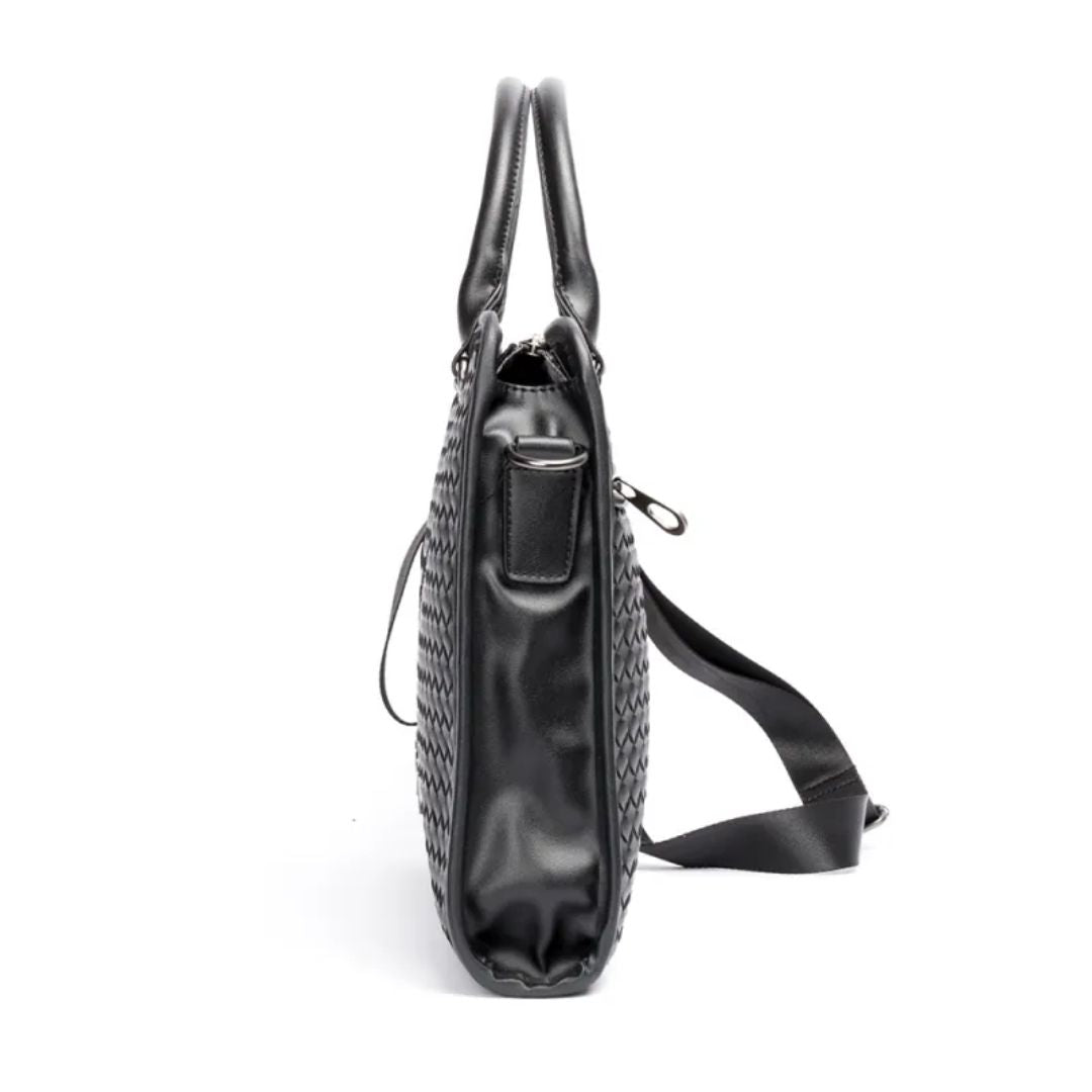 Laptop Bag for Men ⎜ Woven Business Briefcase with Shoulder Strap and Elegant Design