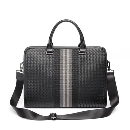 Laptop Bag for Men ⎜ Woven Business Briefcase with Shoulder Strap and Elegant Design