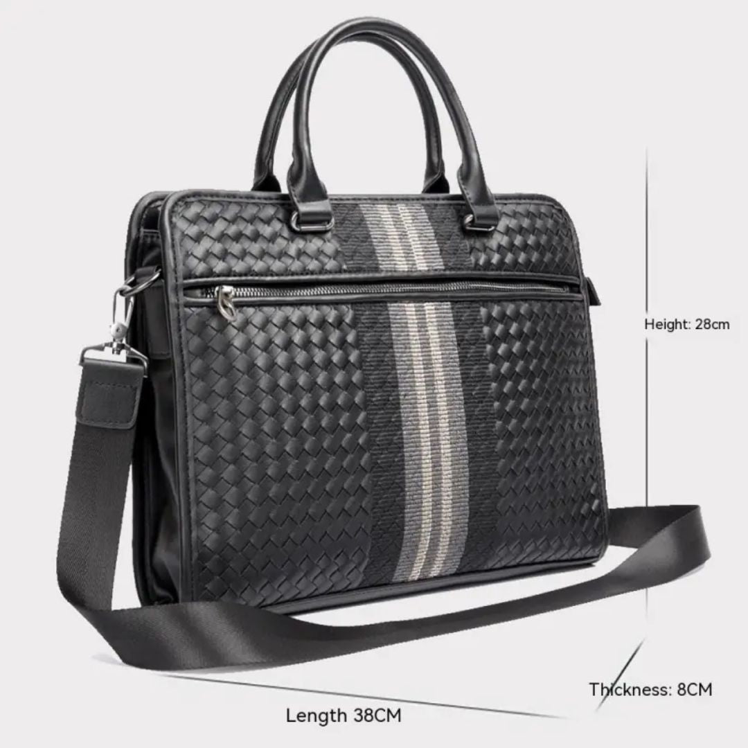 Laptop Bag for Men ⎜ Woven Business Briefcase with Shoulder Strap and Elegant Design