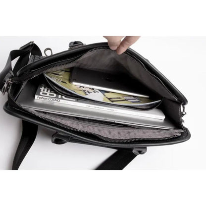 Laptop Bag for Men ⎜ Woven Business Briefcase with Shoulder Strap and Elegant Design