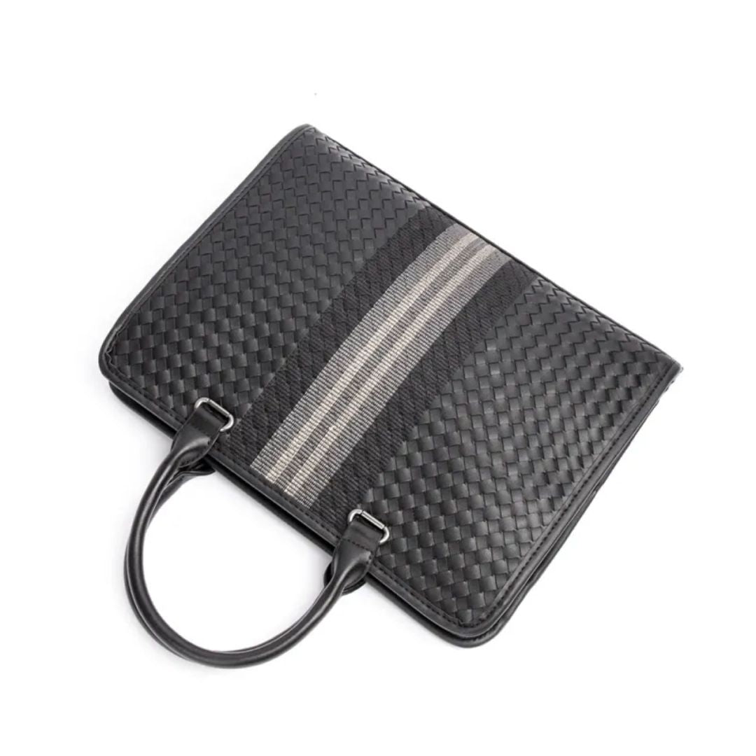 Laptop Bag for Men ⎜ Woven Business Briefcase with Shoulder Strap and Elegant Design