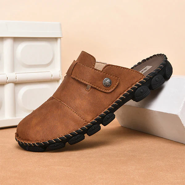 Summer Slip - on Shoes for Men ⎜handmade Casual Shoes with Fashionable Stitching for Outdoor and Everyday Wear